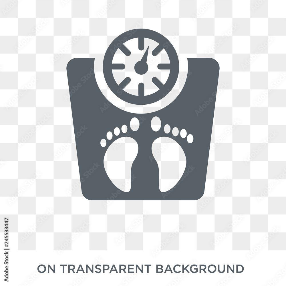 Poster scale icon. trendy flat vector scale icon on transparent background from gym and fitness collection.