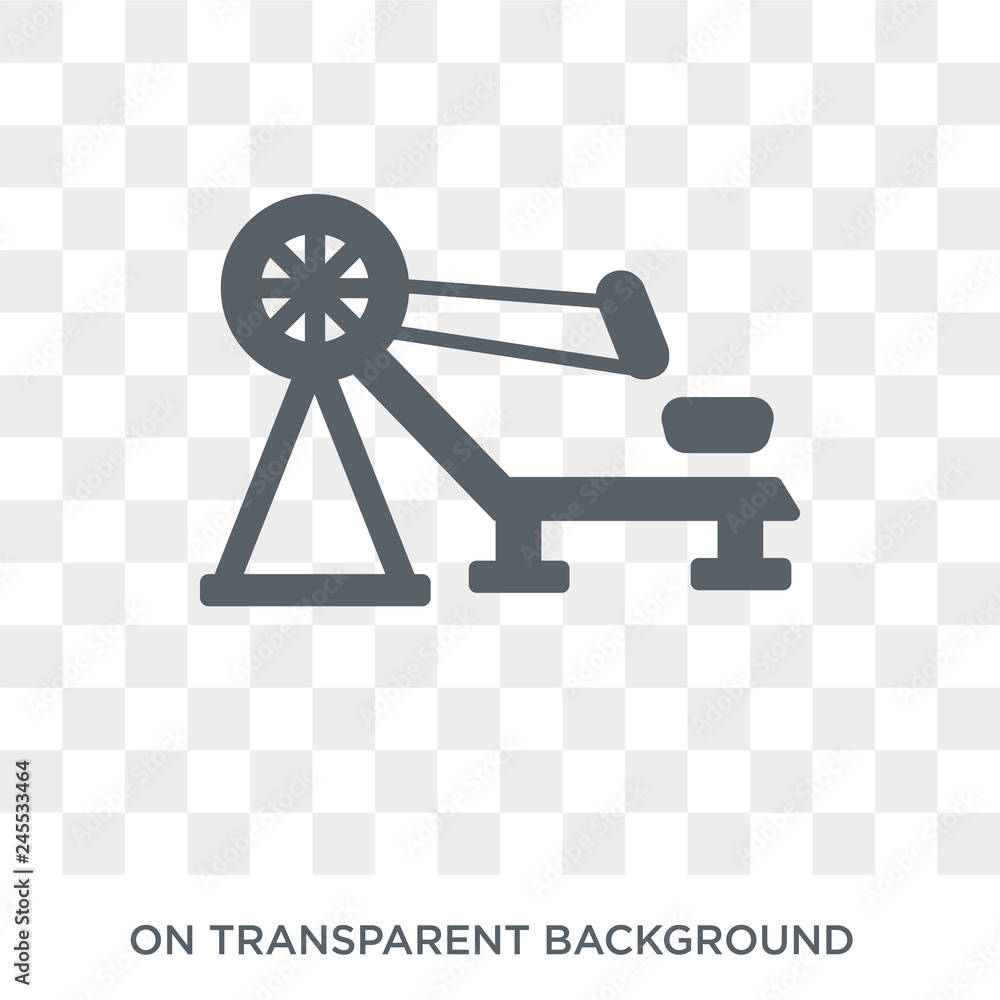 Poster rowing machine icon. trendy flat vector rowing machine icon on transparent background from gym and f