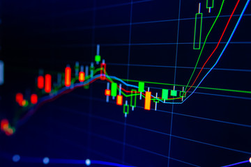 Stock exchange market graph on LED screen for business concept.