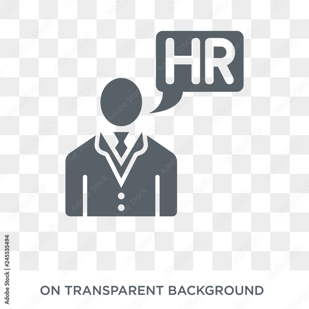 Poster hr manager icon. trendy flat vector hr manager icon on transparent background from general collectio