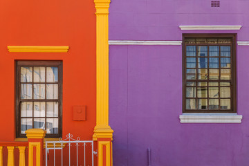 Colorful facades of old houses in Bo Kaap area, Cape Town