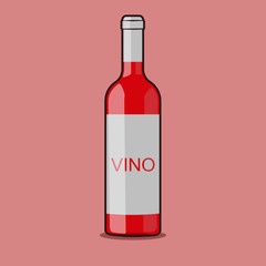 vector bottle of red wine