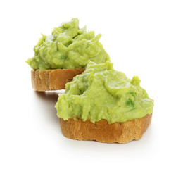 Canapes with bread and guacamole