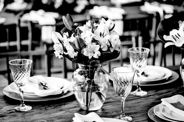 Luxury tables decorated for parties and social events.