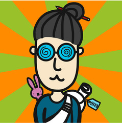 Nerdy boy cartoon character vector illustration