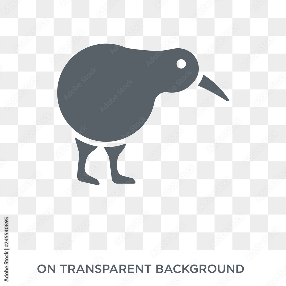 Poster kiwi bird icon. trendy flat vector kiwi bird icon on transparent background from animals collection.