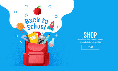 back to school sale banner, poster, flat design colorful, vector