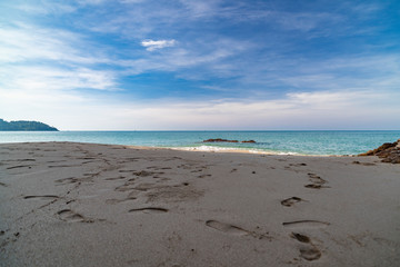 Seascape, clear sea and blue sky, Lonely Beach, Koh Chang Island.