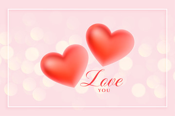 Obraz na płótnie Canvas beautiful 3d love hearts on pink bokeh background