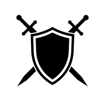 Shield and swords. Vector icon
