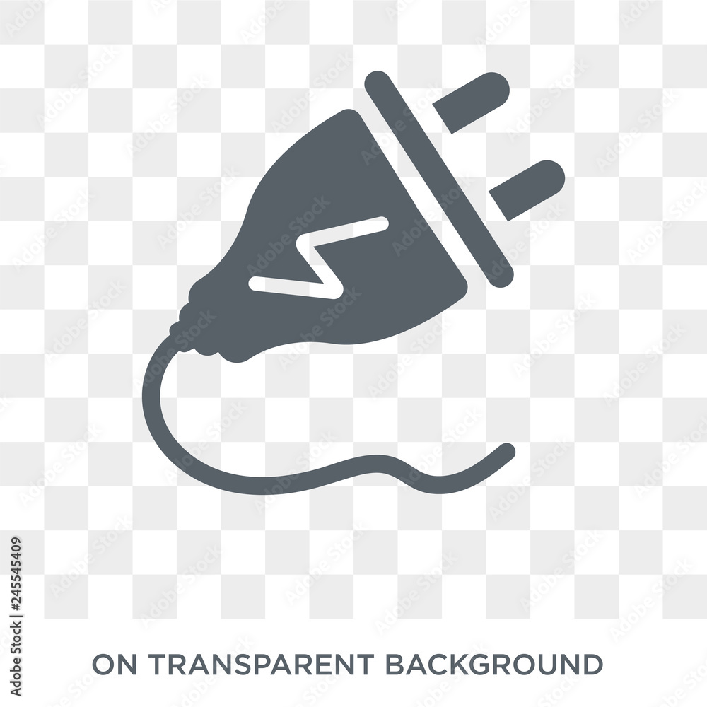 Poster plug icon. trendy flat vector plug icon on transparent background from electronic devices collection