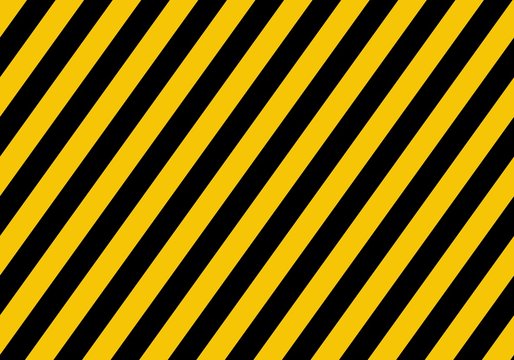 Warning yellow sign with black rectangular lines. Abstract backdrop with diagonal black and yellow strips. Danger zone background