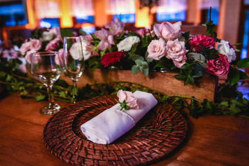 Luxury tables decorated for parties and social events.