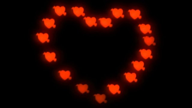 Mini bllured glittering hearts light shaped big heart form video for Valentine's day, love and etc... projects.