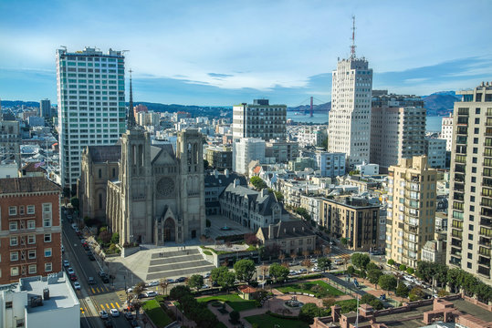 Aerial wiew of Grace Cathedral - San Francisco, California
