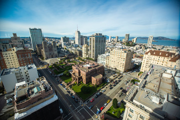 Fototapeta na wymiar Aerial wiew of Grace Cathedral - San Francisco, California