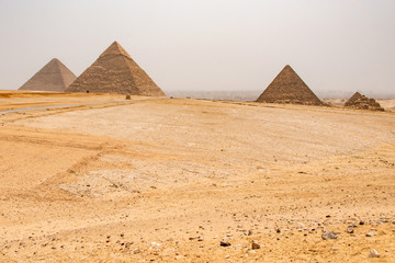 Fototapeta na wymiar The Great Pyramids of Giza desert near Cairo in Egypt unesco cultural heritage