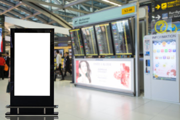 Blank advertising billboard at airport,mockup poster media template ads display