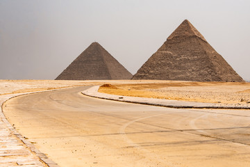 Fototapeta na wymiar The Great Pyramids of Giza desert near Cairo in Egypt unesco cultural heritage