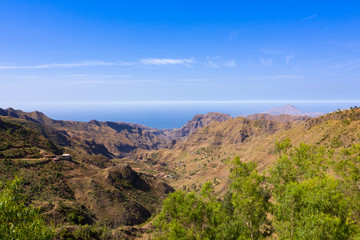 Aerial view of Serra Malagueta natural parc in Santiago island in Cape Verde - Cabo Verde