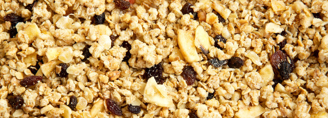 Fruit granola background, closeup.
