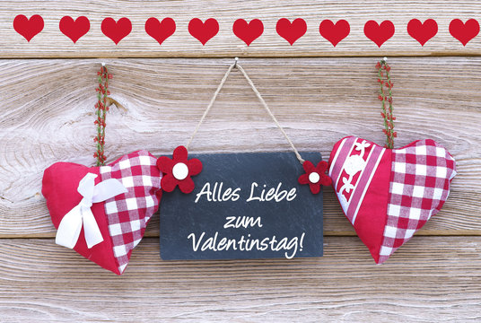 Valentinstag, Alles Liebe zum Valentinstag, Herzen, Holz, Textraum