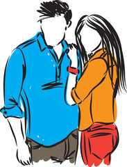 fashion couple modeling vector illustration