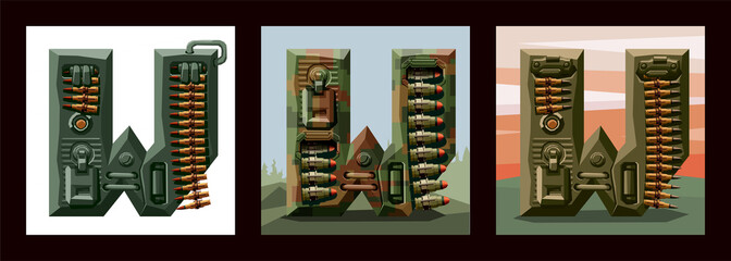 Set letters W military alphabet font.