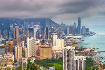 Hong Kong, China skyline from Victoria Peak.