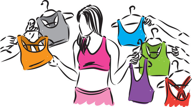 woman choosing clothes shopping illustration