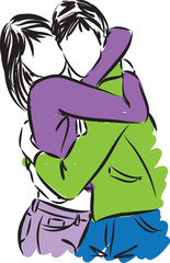 couple love hugging illustration B