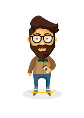 Young hipster on skateboard vector