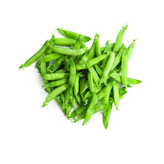 Fresh peas isolated over white, top view