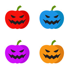 Pumpkins. Multi Colored pumpkins. Halloween pumpkin. Halloween element. Vector illustration. EPS 10.