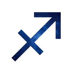 Obraz premium Vector. Cosmic simple zodiac sign Sagittarius on a white background. Detailed stylish icon for cards. Modern style drawing