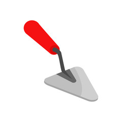 Trowel. Icon trowel. Spatula with a red handle. Tool item. Vector illustration. EPS 10.