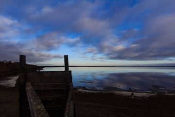 Reflection of a Blue Sunrise in the Water at Alviso Marina County Park