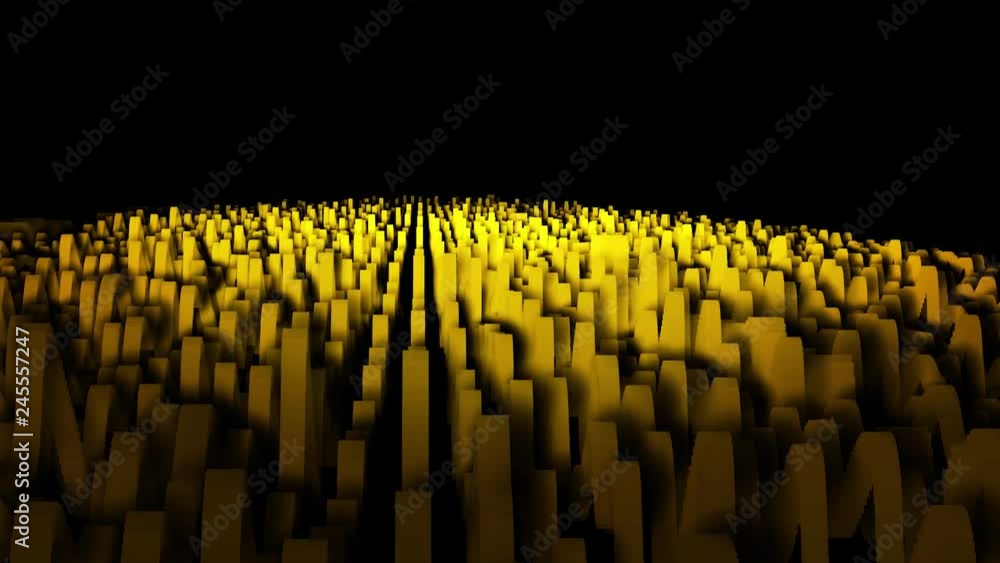 Poster abstract animation of color pulsating lines on black background. colorful field of lines pulsating l
