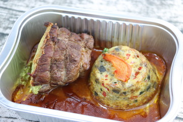 Veau en croute de sel et flan de légumes