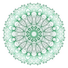 Green color Mandala, tribal ethnic ornament. Vector illustration. Islamic arabic indian pattern.