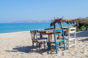 chairs on the beach on kos island greece