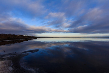 Reflection of a Blue Sunrise in the Water at Alviso Marina County Park