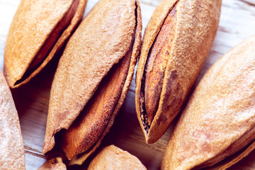 scattered almonds as a background