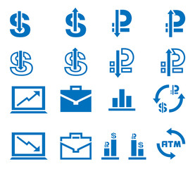 Set of currency item icons