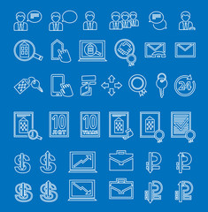 linear icons with business items