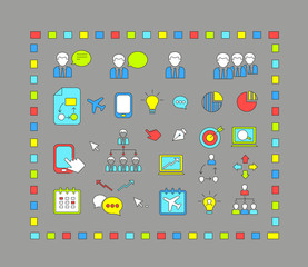 Set of colored linear icons