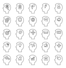 Business icons placed in head's shape