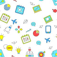 Decorative seamless pattern with SEO icons