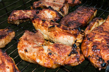 barbecue cooked in nature