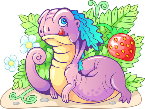 cartoon cute little berry dragon funny illustration